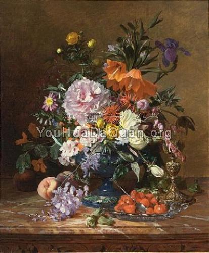 A still life with flowers and fruit - 大卫·埃米尔·约瑟夫·德·诺特